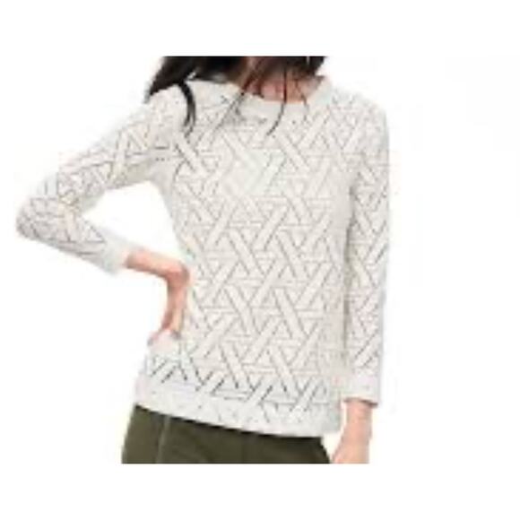 Banana Republic Geo Lace Sweatshirt Cream Size Small - Picture 1 of 13